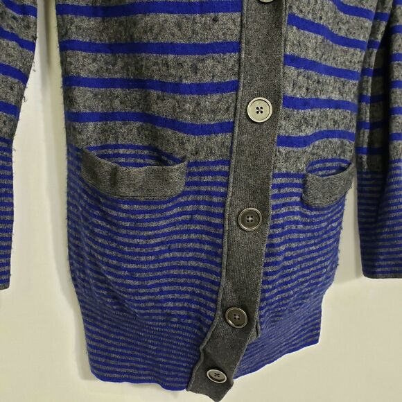 Calvin Klein Womens Cardigan Sweater XS Pockets Striped Wool Cashmere Rabbit Hai - Picture 6 of 9